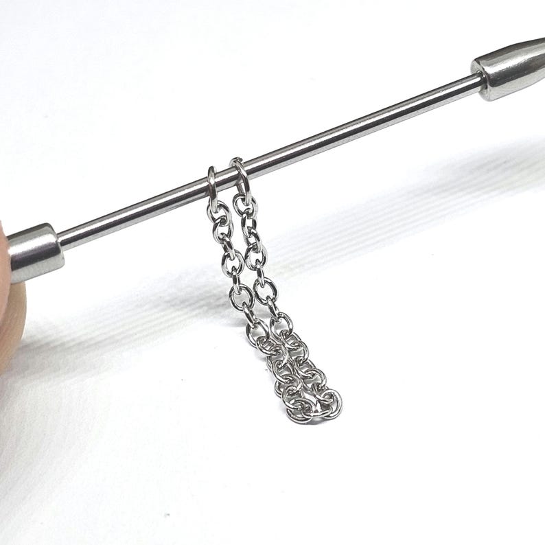 Spike Scaffold Bar Industrial Piercing Chain Surgical Steel Gothic Punk Jewellery 14G bild 8