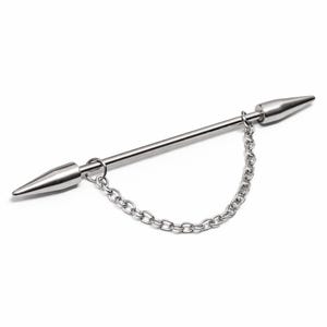 Spike Scaffold Bar Industrial Piercing Chain Surgical Steel Gothic Punk Jewellery 14G bild 2