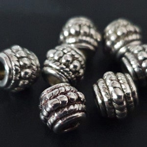 7 x Norse Norge Viking Beads, Jewellery, Hair, Beard Tibetan Silver 8 x 6.5mm - 3.5mm Hole. Ideal Hair bead Solid Metal