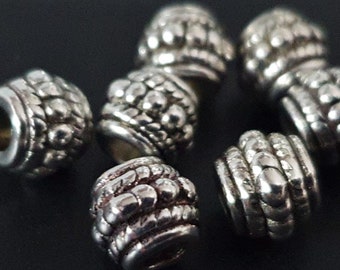 7 x Norse Norge Viking Beads, Jewellery, Hair, Beard Tibetan Silver 8 x 6.5mm - 3.5mm Hole. Ideal Hair bead Solid Metal