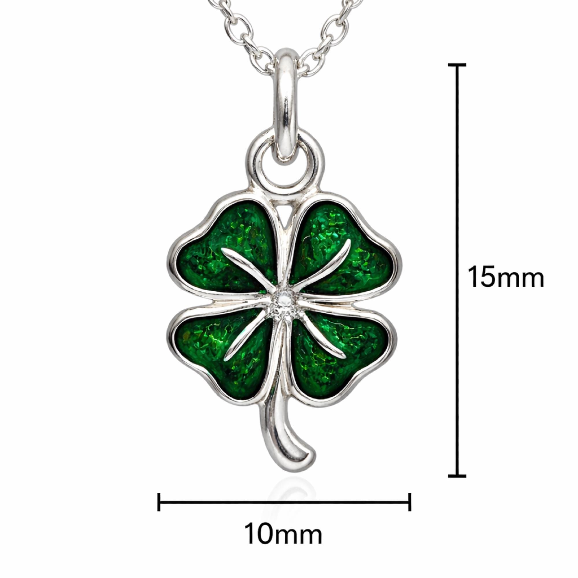 Collana in argento sterling 925, quadrifoglio, portafortuna