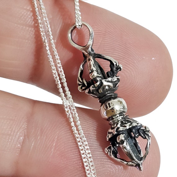 Dorje Vajra Pendant 925 Sterling Silver Necklace Thunderbolt