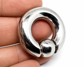 Anillo con bola cautiva 00G, acero 316L, calibre 10 mm, 35/16 mm, joyería para piercing.