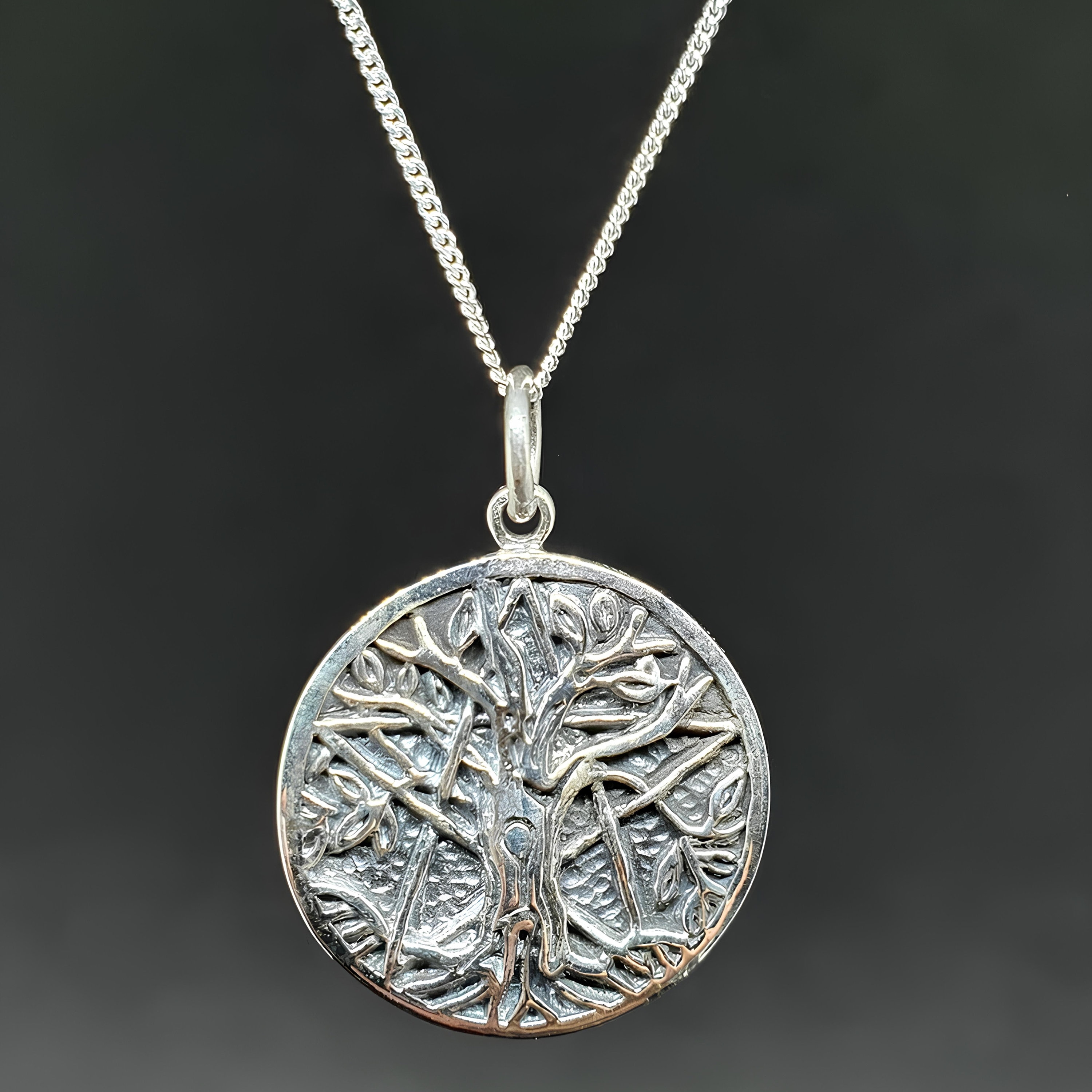 Tree of Life Pendant Pentacle Necklace Yggdrasil 925