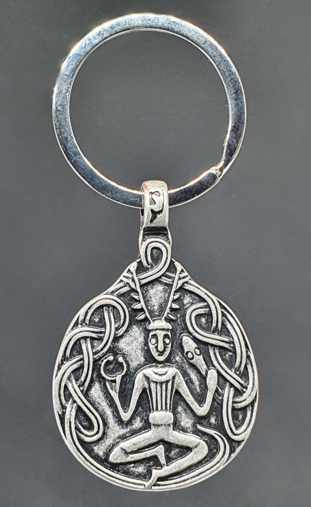 Pendentif Cernunnos Herne The Hunter - Argent 925 Et Or - Style Païen - Fait Main Thaïlande