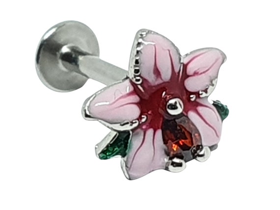 Serpent Piercing Barre Tragus CZ Gem 16 jauge Labret Or