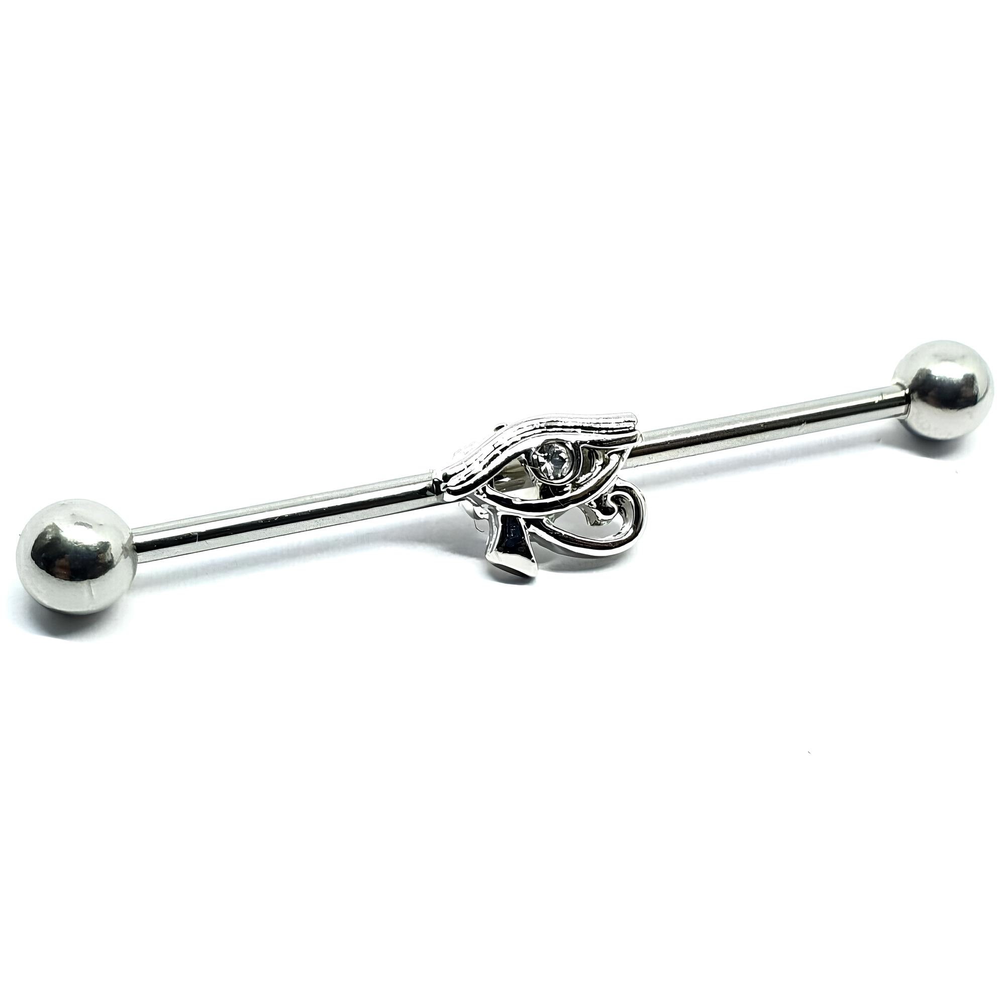 Eye of Horus Scaffold Bar 14g (1.6 mm) Cubic Zirconia Gem Industrial Piercing 38 mm Bar 5 mm Ball Piercing Bohemian Earring Barrel Bar (dr4)
