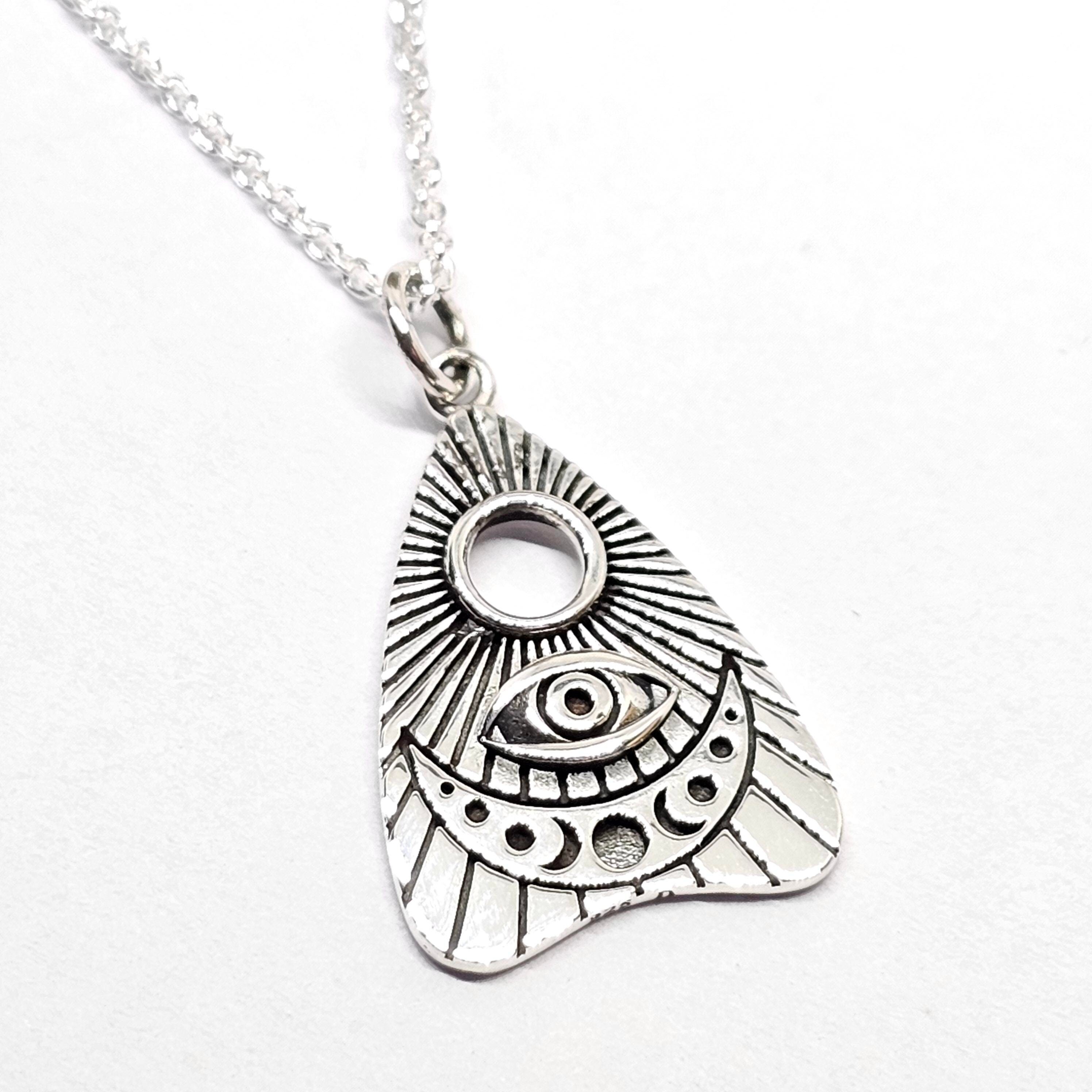 Ouija Planchette Evil Eye Necklace Pendant Moon Phase