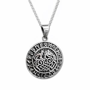 Odins Sleipnir Pendant Necklace 925 Sterling Silver 8 Legged Mythical Horse Norse Pagan Chain Runic Amulet Talisman Jewellery & Box (b7b1)