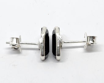 Boucles D'Oreilles Gothique Tête De Mort En Onyx Noir Et Argent 925 - Fait Main En Inde