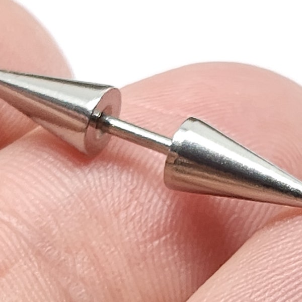 Small Double Spike Septum Piercing Bar Cone Double Spike 16g (1.2mm) 28mm Silver Tone 316L Jewellery Piercing Lobe Alternative (Drc2)