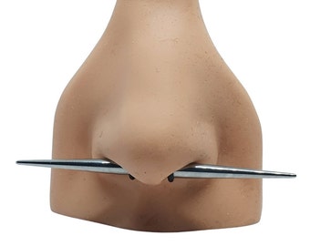 Spike Septum Bar Medium Double Cone 60mm Piercing 16 Gauge Surgical Steel Body Jewellery