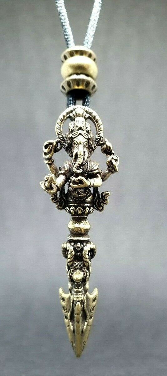 Große Vajra mit Ganesha Anhänger Schmuckband Elefant Gott Weisheit Phurba Metall 