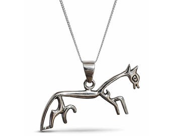 White Horse of Uffington Pendant Necklace 925 Sterling Goddess Epona Curb Chain Jewellery Boxed
