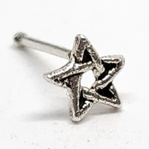 Pentacle Pentagram Nose Stud Piercing 22g (0.6mm) Vintage 925 Sterling Silver Ball End Pin Piercing Stud Pagan Wiccan Witch  (b1L13)