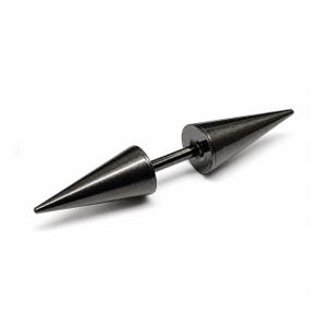 Black Double Spike 16G Bar Steel Septum Lobe Small Piercing Jewellery Alternative Gothic Earring