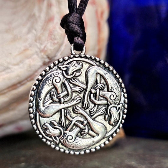 Collana con carta dei tarocchi della luna: ciondolo a forma di gatto in oro 14 carati - Italia