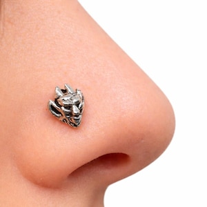 Pixie Imp Nose Stud Horned Devil 925 Sterling Silver Ball End Body Piercing Jewellery