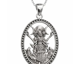 Sterling Silver Triple Moon Pendant Wiccan Pagan Goddess Necklace Lunar Celestial Spiritual Jewelry Gift