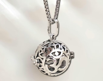 Witch Ball Pendant Protection Om Peace Locket Ball Silver