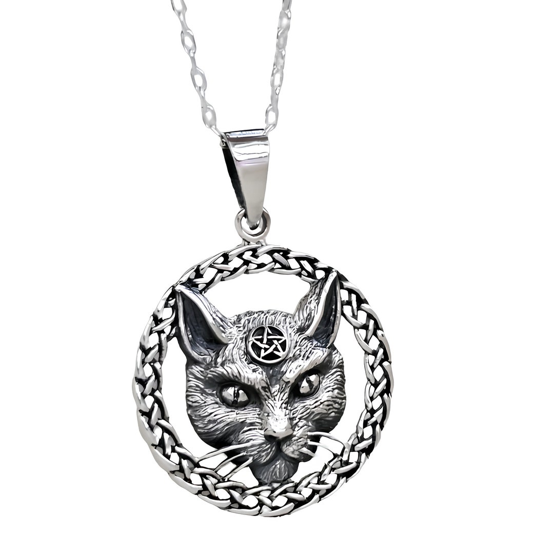 超爆安 Cat Pentagram Familiar Cat Witch's Silver 925 Pendant シルバー