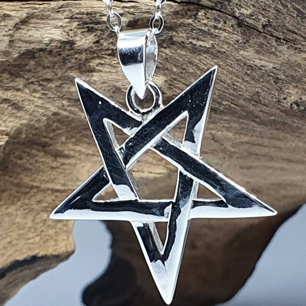 Witchcraft 2nd Degree Pendant Necklace 925 Sterling Silver Inverted Pentagram 18" Chain  Pagan Wiccan Witch Earth Magic With Box (bs5Li1)