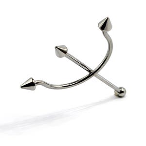 Trident Piercing Scaffold Barbell Fork Industrial Earring 16g (1.2mm) 50mm 316L Steel Body Jewellery image 6