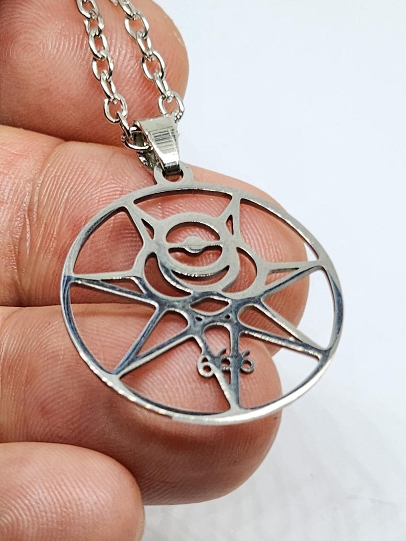 Collier Pendentif Occulte Magique Thelma Crowley - Cordon Réglable Pentagramme Hexagramme