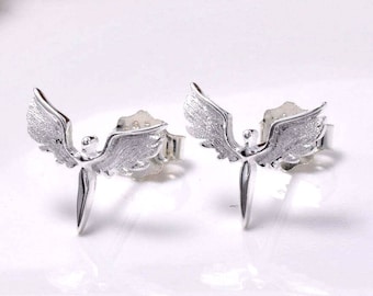 Angel Stud Earrings 925 Sterling Silver | Archangel Wings Jewellery | Celestial Protection Boxed