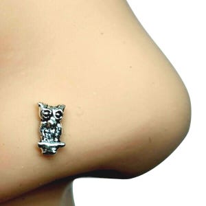 Neusstekker uil 925 sterlingzilver Bird of Knowledge Ball End Body piercing-sieraden