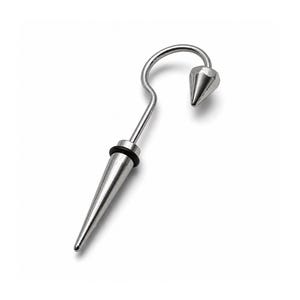 Silver Hook Earring Industrial Spike Hex Punk Piercing Alternative Jewellery Helix Lobe