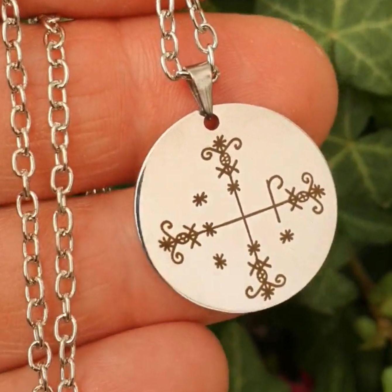 Papa Legba Necklace Pendant Loa Veve Pendant Hoodoo Rootwork