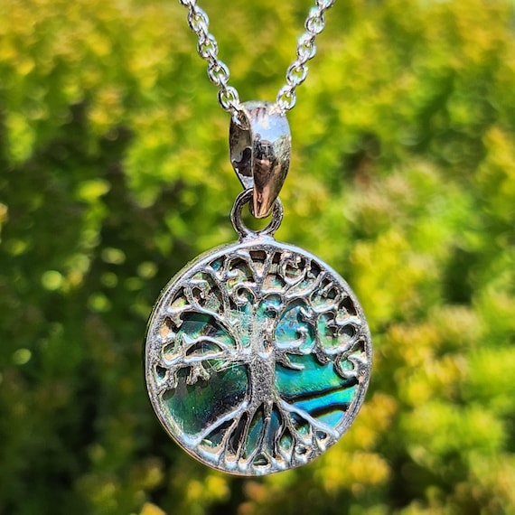 Collana con albero della vita serpente Collana con ciondolo luna e sole in argento sterling 925 con conchiglia di abalone per donne e ragazze - Italia