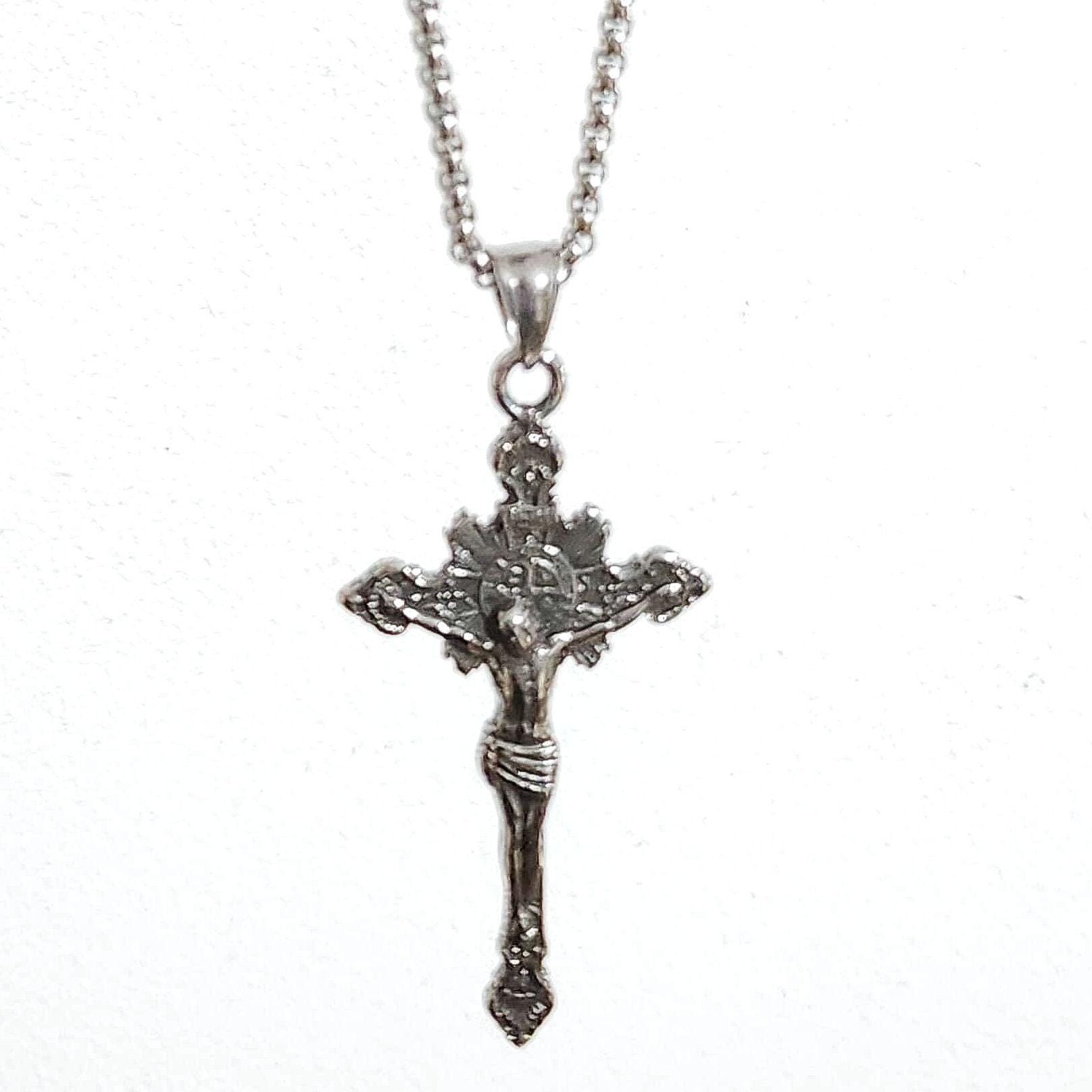 Ciondolo Croce Teutonica In Acciaio Inox Con Catena A Sfera, Tema Religioso, Nuovo