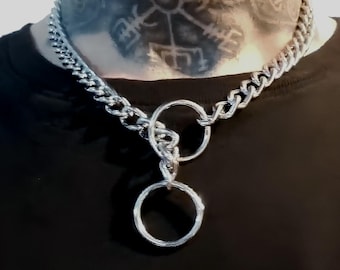ネックレス・チョーカー SK8ER ROCK Surgical Steel Double Layered Necklace Steel Double O Ring Two Layer Chain Necklace, Chunky Chain