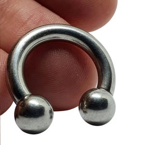 Prince Albert CBB Horseshoe 6 Gauge 4mm 25mm 8mm Balls 316L Steel Body Jewellery image 7