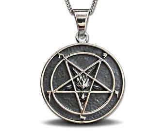 Baphomet Pendant 925 Sterling Silver Inverted Pentagram 20" Chain Necklace Leviathan Jewellery & Boxed