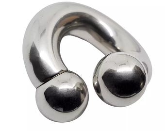 Horseshoe Twist Heavy Large Barbell 10mm 00 Gauge, 12mm Balls, Curved Body Piercing Jewellery
