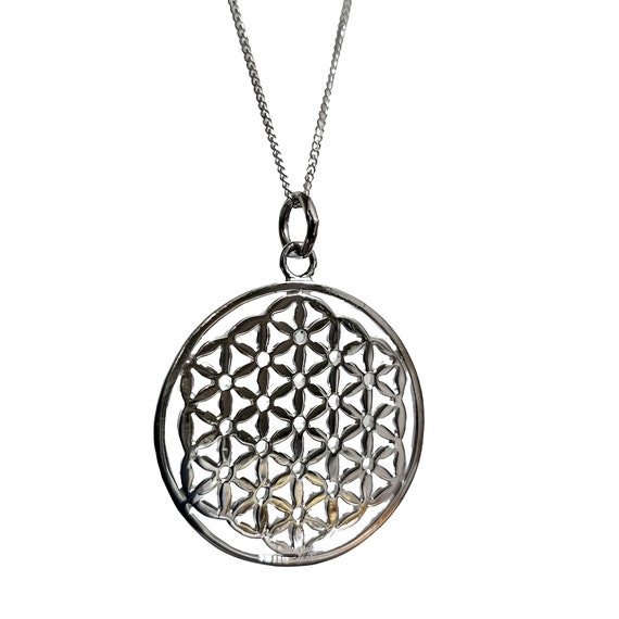 Flower of Life Pendant Necklace 925 Sterling Silver 18