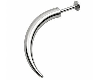 Labret Spike Horn Tusk Piercing Claw Chin Statement 316 Steel Curved Unique Body Jewellery