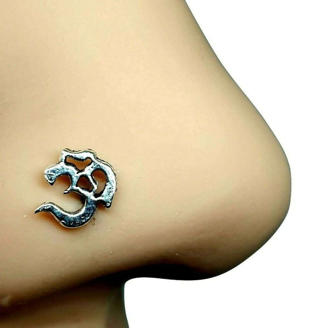 Om Nose Piercing Nose Stud Sanskrit Buddhist Hindu Mantra 22g Etsy