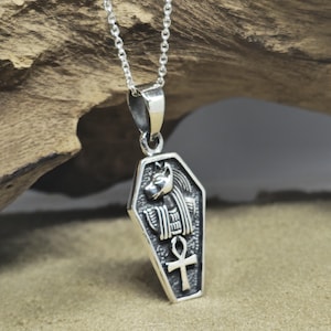 Bastet Cat Pendant Necklace Bast Catrouche Ankh Talisman Chain 925 Sterling Silver Egyptian Cat God Symbol Ethnic Bohemia Jewellery & Boxed
