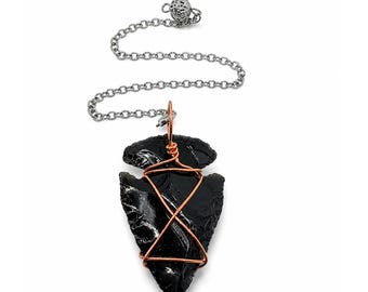 Obsidian-Pfeilpendel, Wünschelrute, Wahrsagekristall, Heilkette, Vulkanglas, spirituelles Geschenk