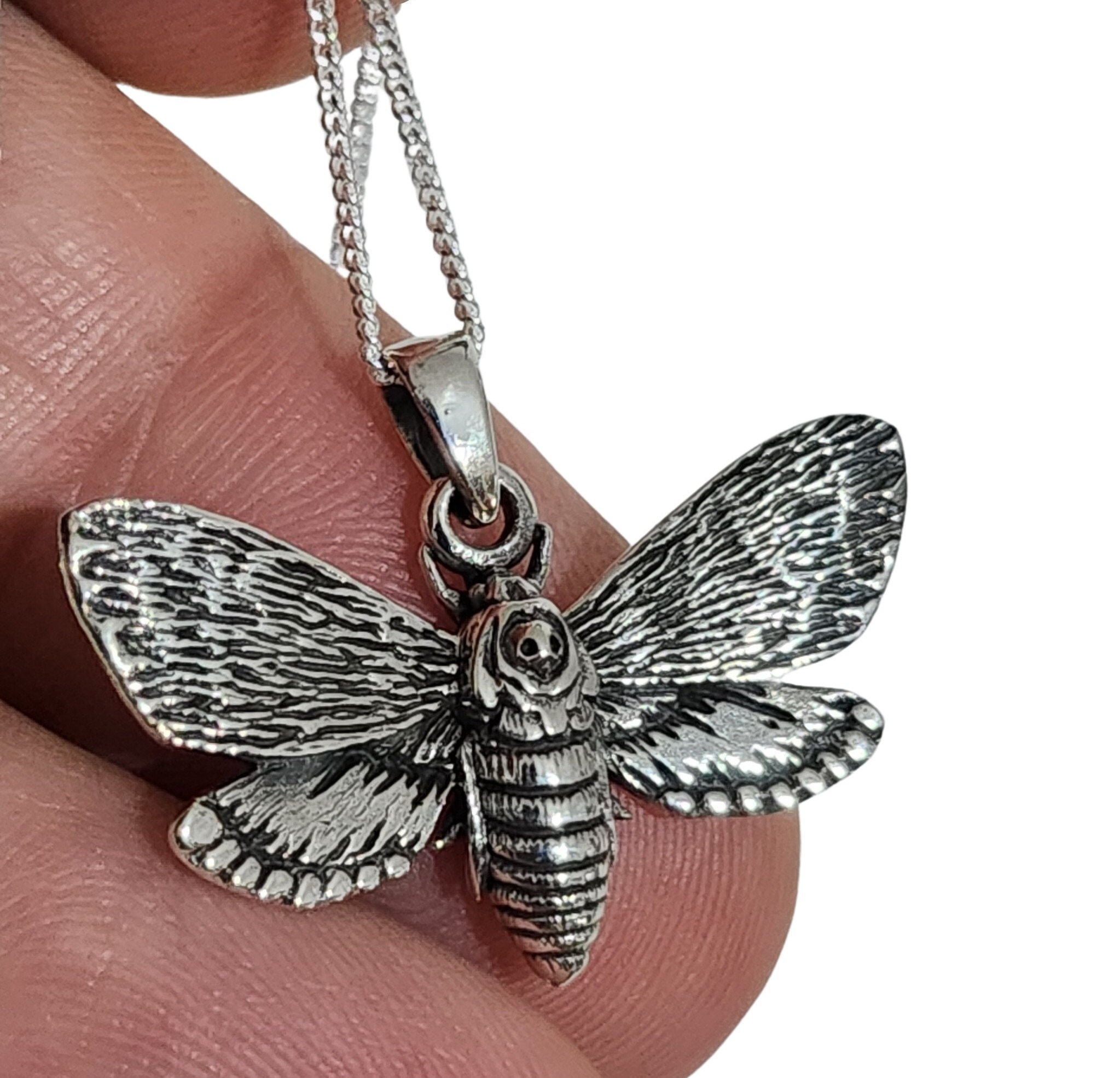 Collana con falena gotica e teschio di morte, gioielli gotici