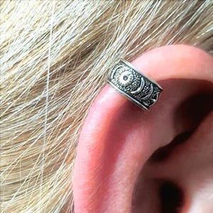 Sun Moon & Star Ear Cuff Oxide Vintage Tone 925 Sterling Silver Bohemian Ethnic Orbital Helix Cuff Earring Pinch Fit Jewellery (Bs4L3)