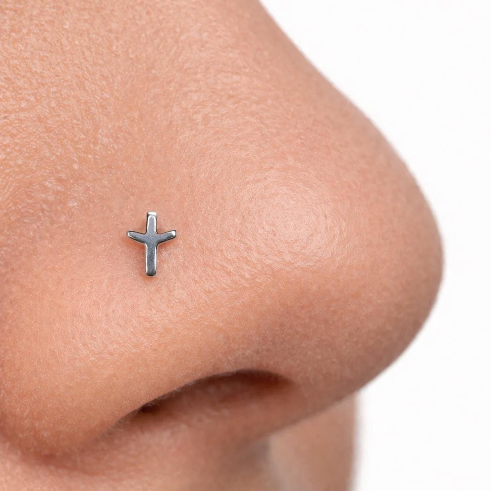 Algiz Rune Nose Stud Sterling Silver Viking Symbol Protection