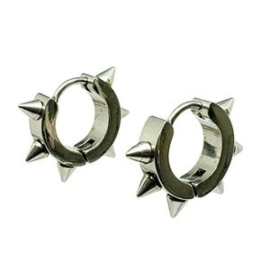 Spiked Earrings Steel Edgy Hinged Cuff 6 Spike Hoop Orbital 316L Surgical Steel Gothic Hinged Rory Aurora Morningstar Boxed (Bin3)
