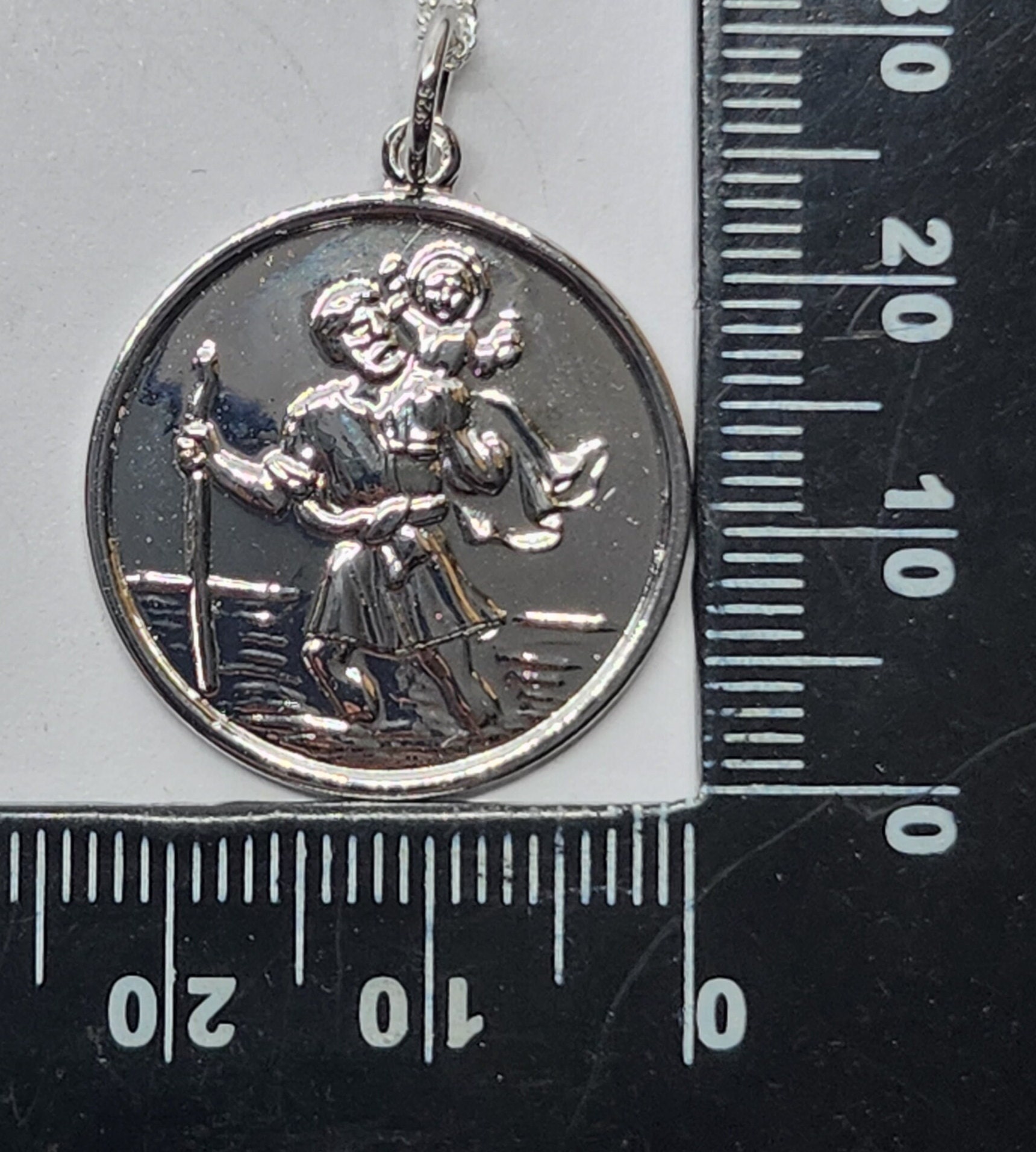Silverly Collana San Cristoforo In Argento 925 – Ciondolo 21mm Su Catena 18 Pollici, Regalo Uomo/Donna, Con Panno Lucidante