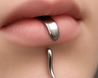 Lip Curl Labret Cuff Lippy Lip Large 925 Sterling Silver Feed In Cuff 16g Ethnic Alternative Clip Piercing Body Jewellery & Box (Bx5g1)