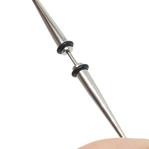 Spike Septum Bar Large Double Cone Piercing 16g (1.2mm) Silver Tone 316L Surgical Steel Jewellery Piercing Lobe Body Unisex Jewelry (Draw2)